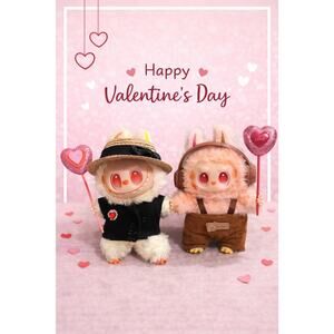 Cute Labubu Valentine Couple Dolls – Dressed Lovers Collectible Figures